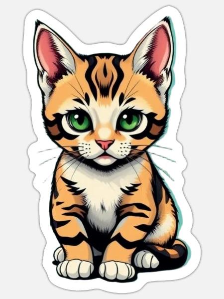 kitten - Sticker - white matte