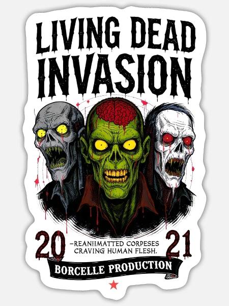 Living Dead Invasion: Zombie Trio - Sticker - white matte