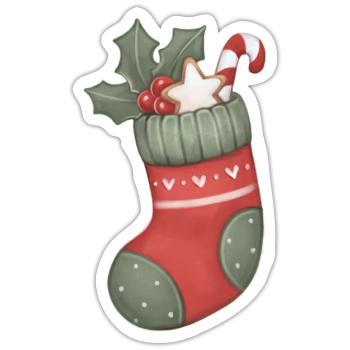 Christmas sock t-shirts designs - Sticker - white matte - Front