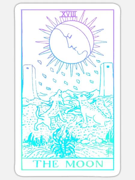 The Moon Tarot Card Rider Waite Witchy - Sticker - white matte