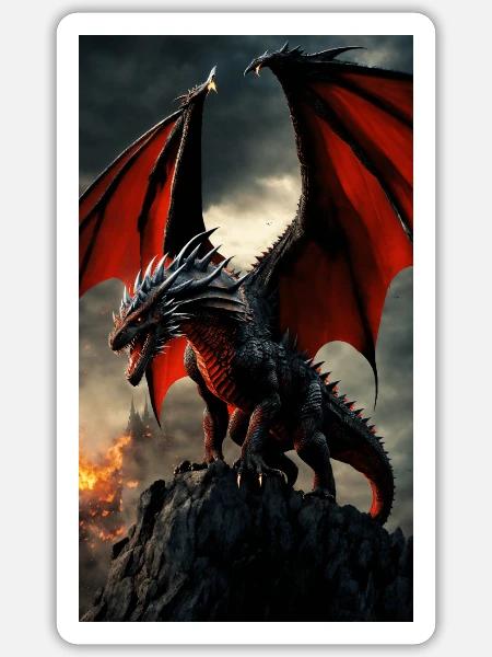 "Fireborn: the Legendary dragon tee" - Sticker - white matte