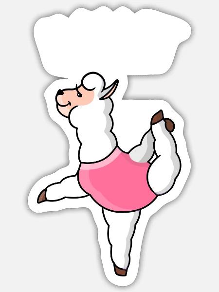 Ballet Alpaca Camel Ladies Gift Motif 1 - Sticker - white matte