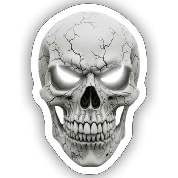 Cracked Skull Chrome Gaze - Sticker - white matte - Front