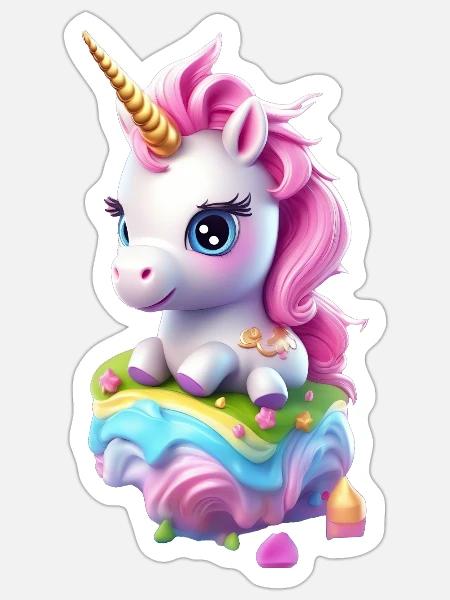 cute unicorn - Sticker - white matte