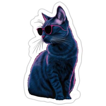 Russian Blue Cat Sunglasses - Sticker - white matte - Front