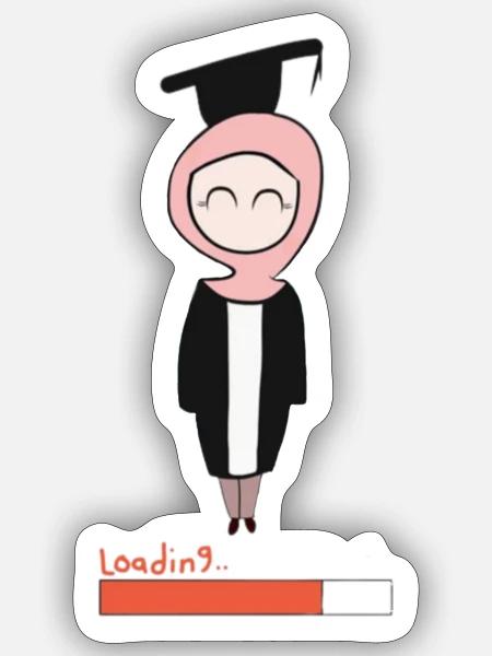 Hijab girl graduate | congratulations - Sticker - white matte
