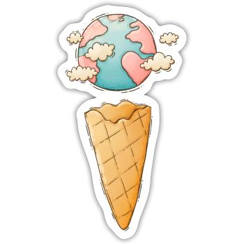 Ice Cream Cone Planet - Sticker - white matte - Front
