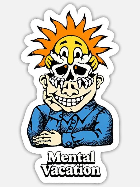Mental Vacation Skull Sun - Sticker - white matte