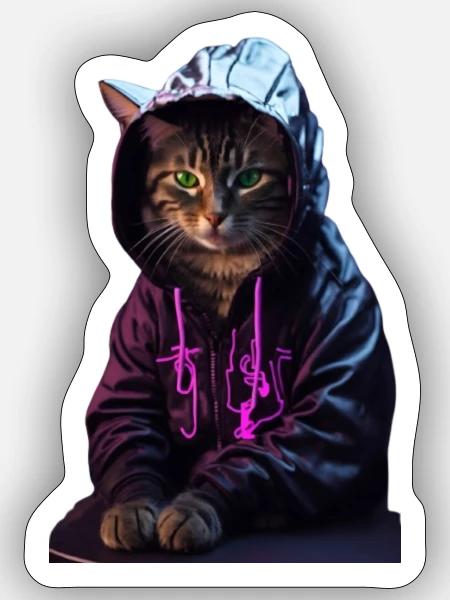 funny cat - Sticker - white matte