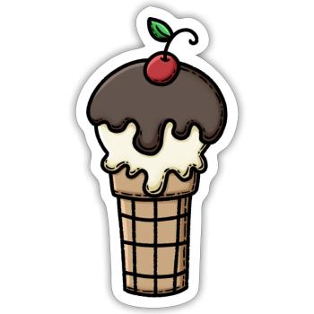 Ice cream cone - Sticker - white matte - Front