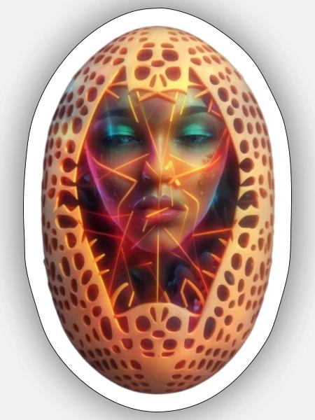 Abstract lines wireframe eggs with a woman face - Sticker - white matte