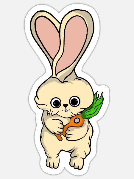Bunny Cute Rabbit Cartoon Clipart Animal Farm Gift - Sticker - white matte