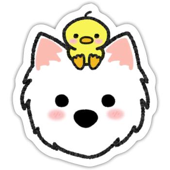 Westie with Duckie - Sticker - white matte - Front