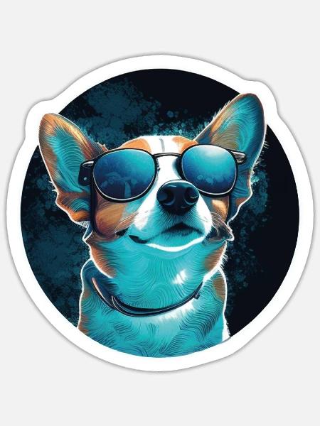 cool Corgi Dog - Sticker - white matte