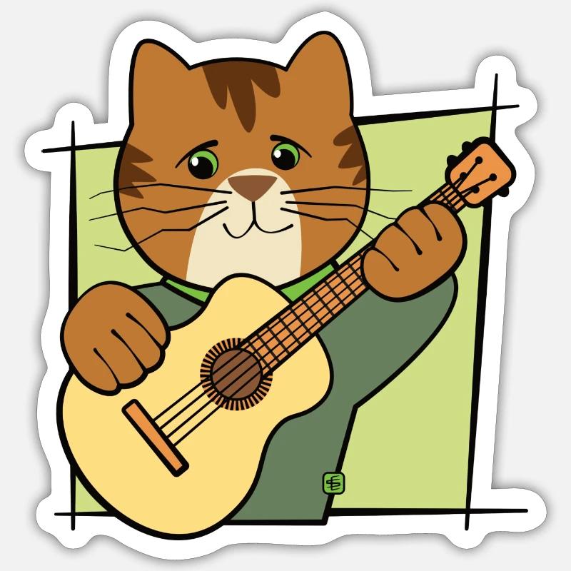 cat playing guitar clipart