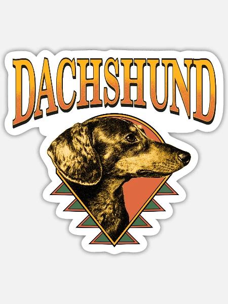 Vintage Dachshund Portrait - Sticker - white matte