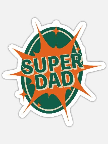 Super Dad – Comic Starburst Badge - Sticker - white matte