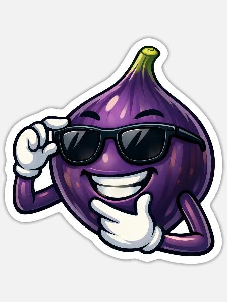 Cool fig cartoon comic fruit summer design - Sticker - white matte