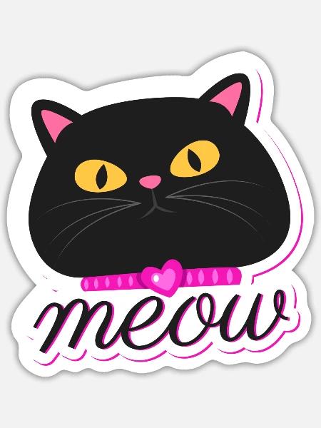 Cute cat meow kawaii design 1 - Sticker - white matte