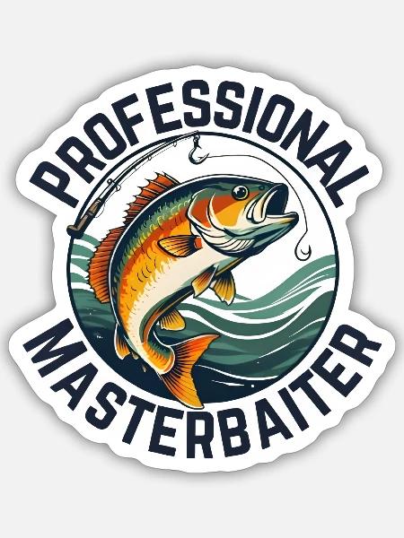 Professional Masterbaiter Funny Fishing Pun - Sticker - white matte