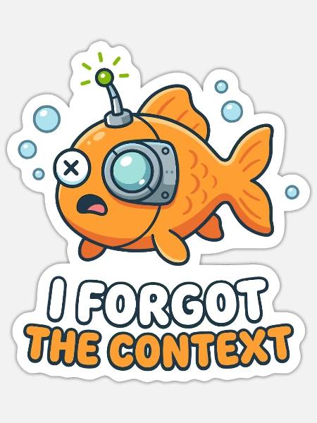 Funny AI Memory Goldfish Design - Sticker - white matte