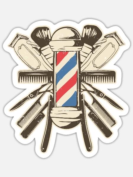 Barber Accessories - Hairdresser Beard Hairstyle - Sticker - white matte