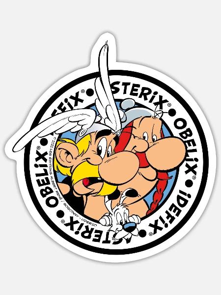 Asterix & Obelix & Dogmatix On An Adventure Tour - Sticker - white matte