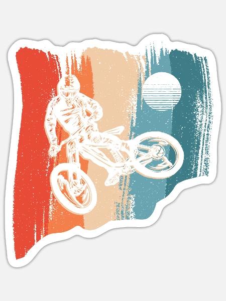 Mountain Bike Riding Bicycle Retro Cyclist - Sticker - white matte