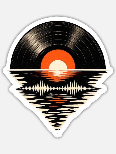Vinyl Sunset Soundwave - Sticker - white matte