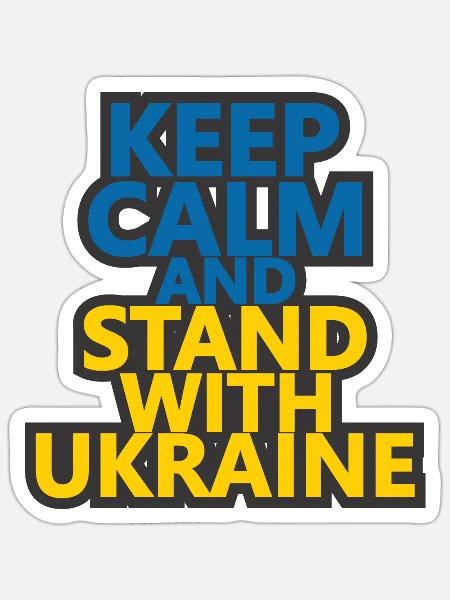 Keep Calm and Stand With Ukraine. - Sticker - white matte