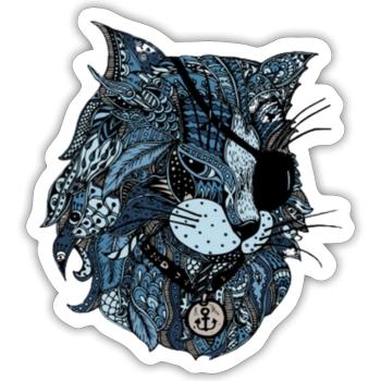blue cat - Sticker - white matte - Front