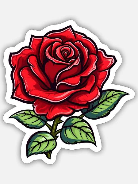 Red Rose - Sticker - white matte