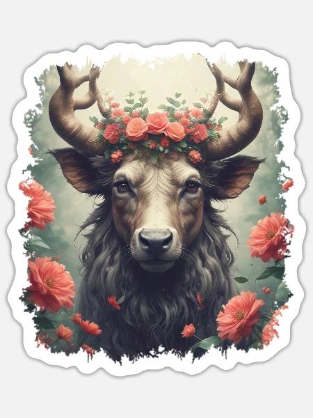 deer - Sticker - white matte