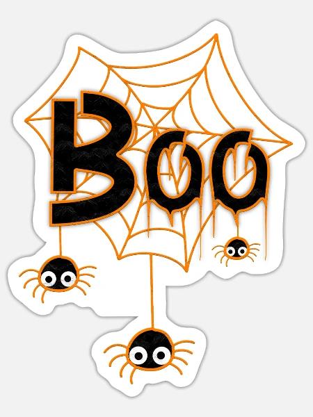 Boo Spider Web Halloween Glow - Sticker - white matte