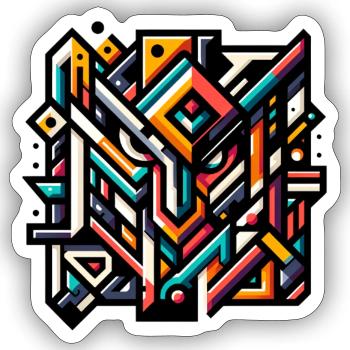 Abstract Geometric Tech Art - Sticker - white matte - Front