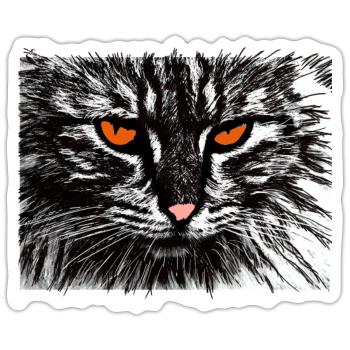 funny cat face - Sticker - white matte - Front