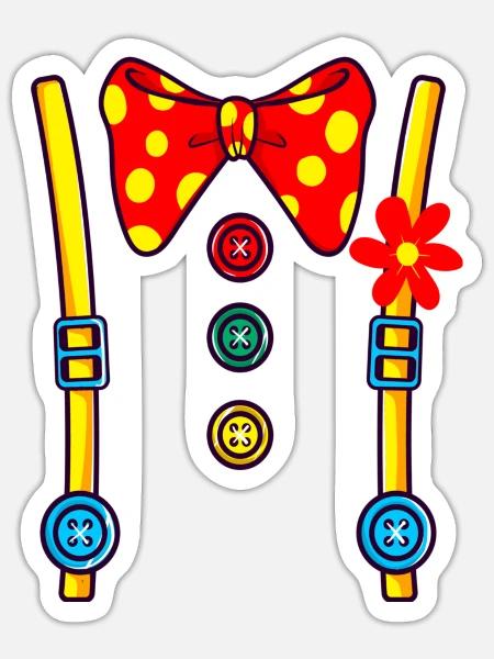 Clown Costume Halloween Vintage Girls Boys Women - Sticker - white matte
