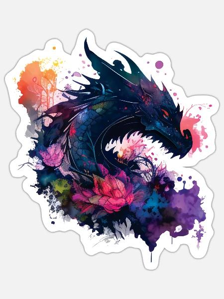 Black Dragon - Sticker - white matte