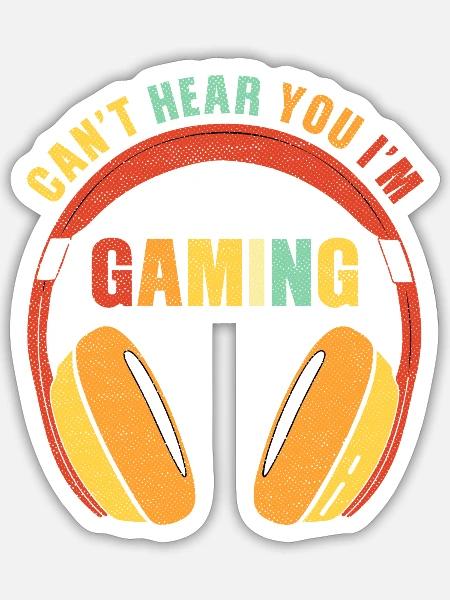 Vintage Funny Gamer Gift Headset Cant Hear You Im - Sticker - white matte