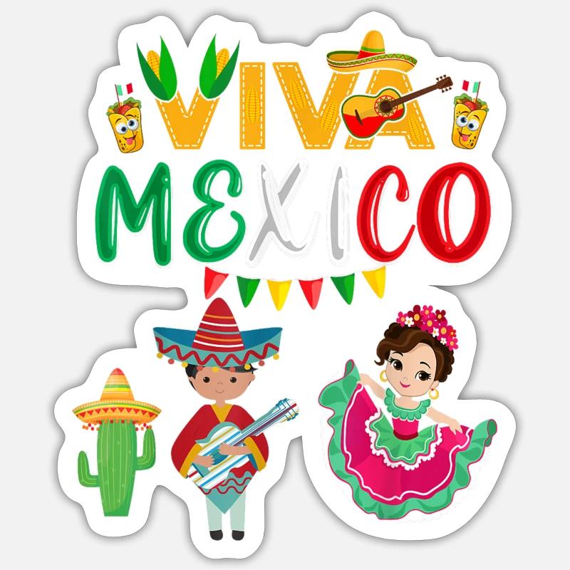 Viva Mexico Boy Girl Maracas Mexican Independence' Sticker
