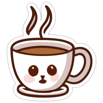 Coffee Cup Cat Face - Sticker - white matte - Front