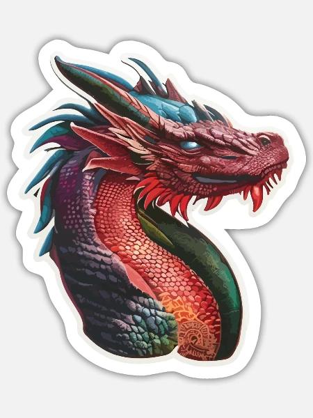 Dragon cartoon animal - Sticker - white matte