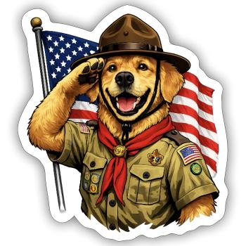 Patriotic Pup Scout Salute - Sticker - white matte - Front