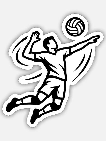 Volleyball Player Spiking Volleyball Team Club - Sticker - white matte