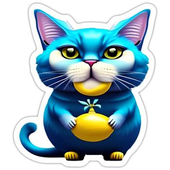 Blue cat - Sticker - white matte - Front
