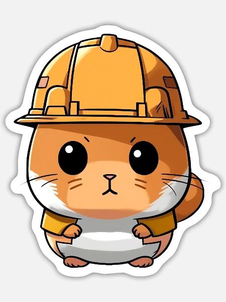 Construction Hamster - Sticker - white matte