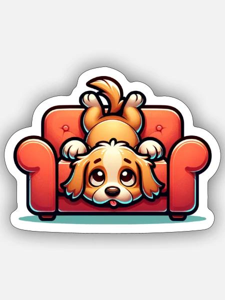 Couch Potato Golden | Goofy Dog - Sticker - white matte