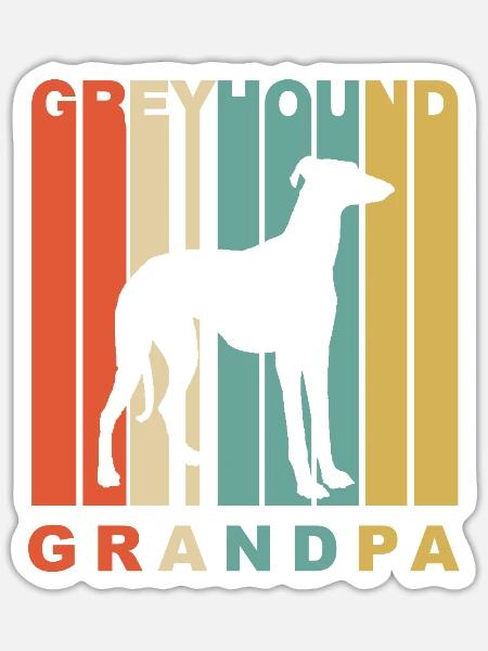Retro Style Greyhound Grandpa Dog Grandparent - Sticker - white matte