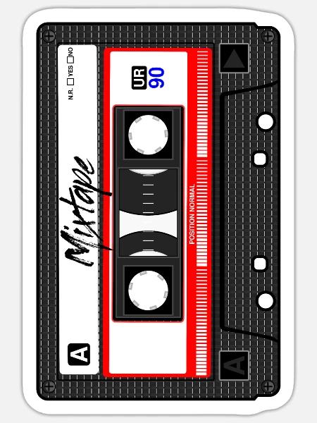Cassette Tape Mix Music Audio 90s Party 80s Retro - Sticker - white matte