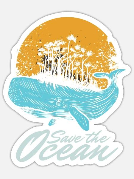 Ocean Day Marine Aquatic Animals Save The Ocean - Sticker - white matte